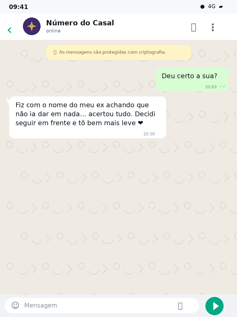 Print de conversa no WhatsApp de quem ganhou clareza para seguir em frente